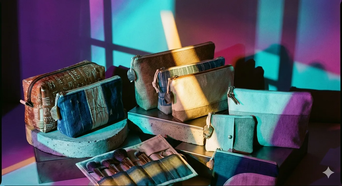 Fabric pouch set arrangement