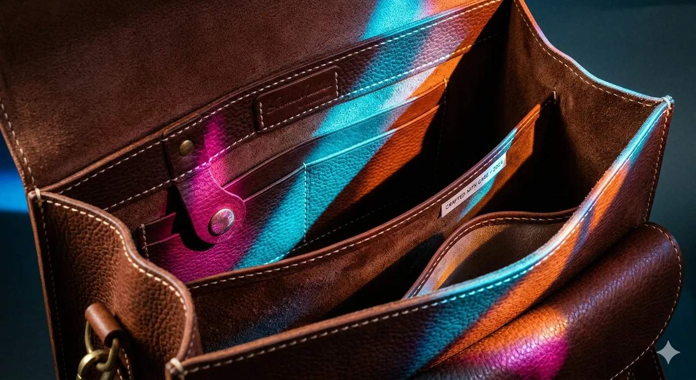 Handmade bag interior view